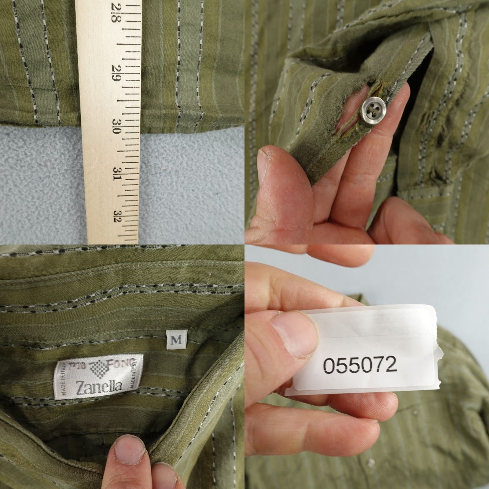 Zanella VINTAGE Zanella Button-Up Shirt Mens Medium Green Stripes Long Sleeve Made in Italy Classic Designer Size US M / EU 48-50 / 2 - 8 Thumbnail