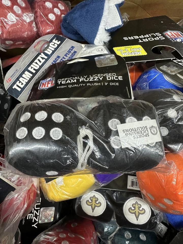Designer Los Angeles Raiders Fuzzy Dice New Size ONE SIZE - 3 Thumbnail