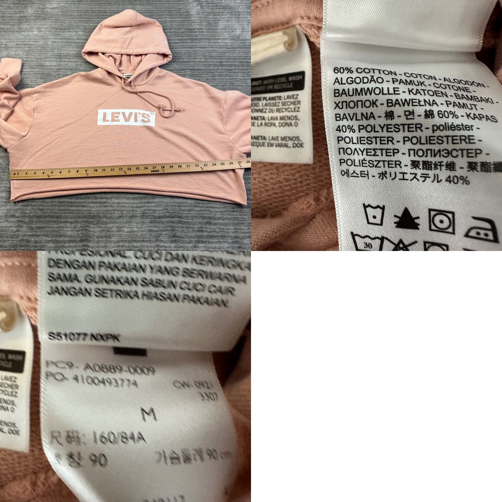 Levi's VINTAGELevi's Sweater Womens M Pink Oversized Crop Hoodie Long Sleeve Logo Size M / US 6-8 / IT 42-44 - 8 Thumbnail