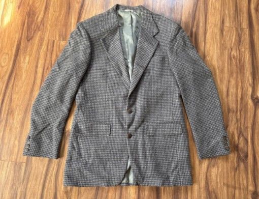 Orvis Houndstooth Wool Blazer Sport Coat Herringbone Classic