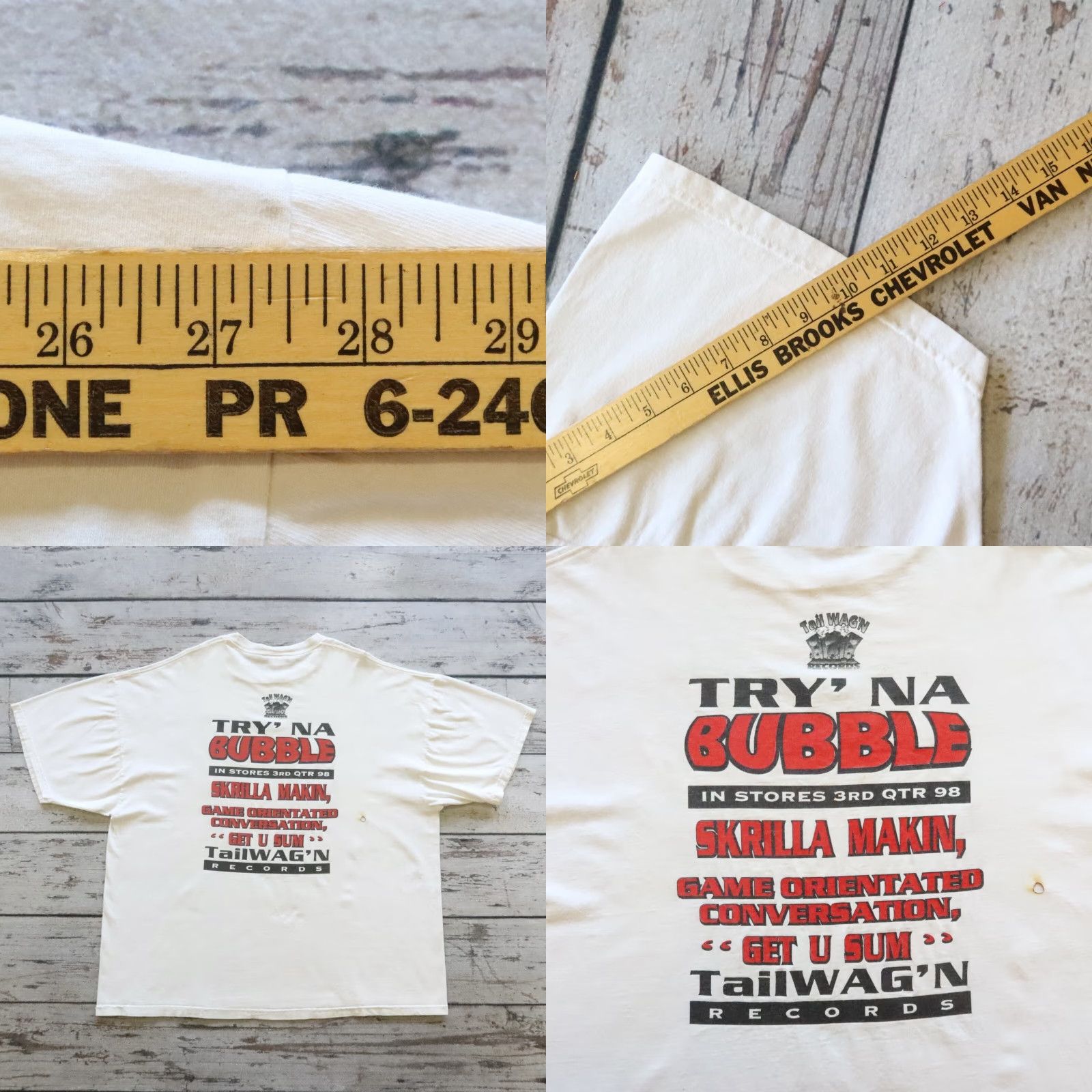 Jerzees VINTAGE Try'na Bubble D-O-G Rap Tee Shirt XXXL White Mens T-Shirt Dog Gangster 90s Size US XXL / EU 58 / 5 - 9 Thumbnail
