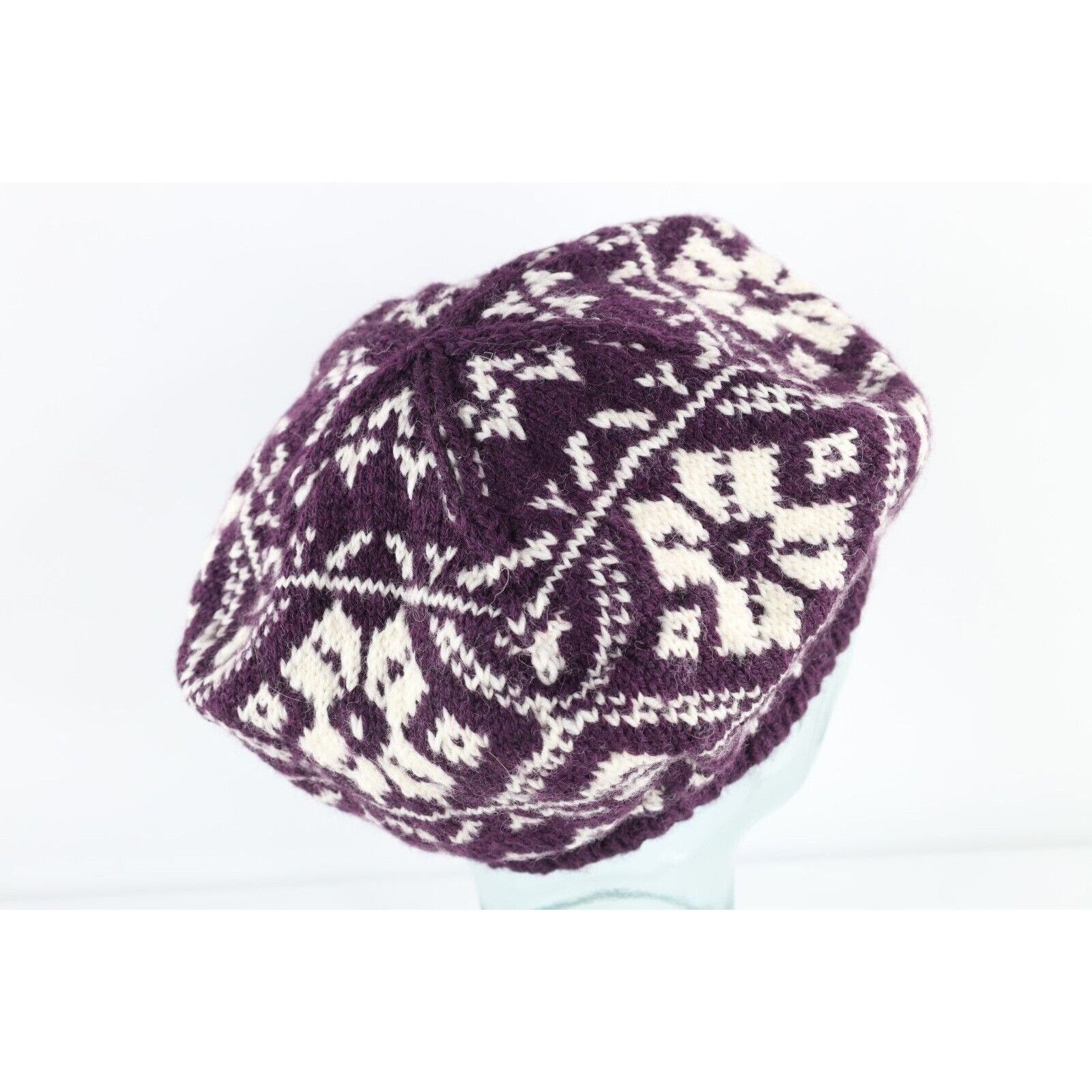 Vintage Vintage 70s Hand Crochet Knit Fair Isle Winter Beanie Hat Size ONE SIZE - 4 Thumbnail