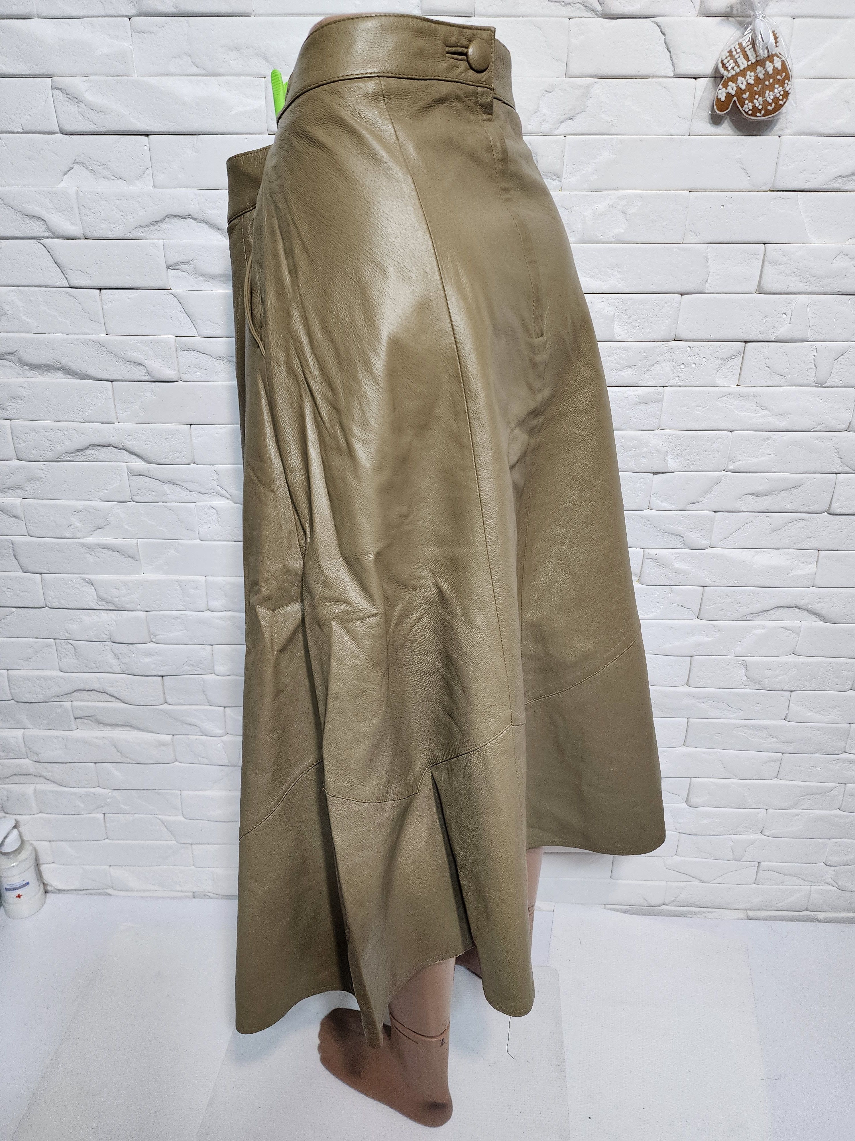 Other Brown Leather Skirt with Pockets Size 33" - 7 Thumbnail