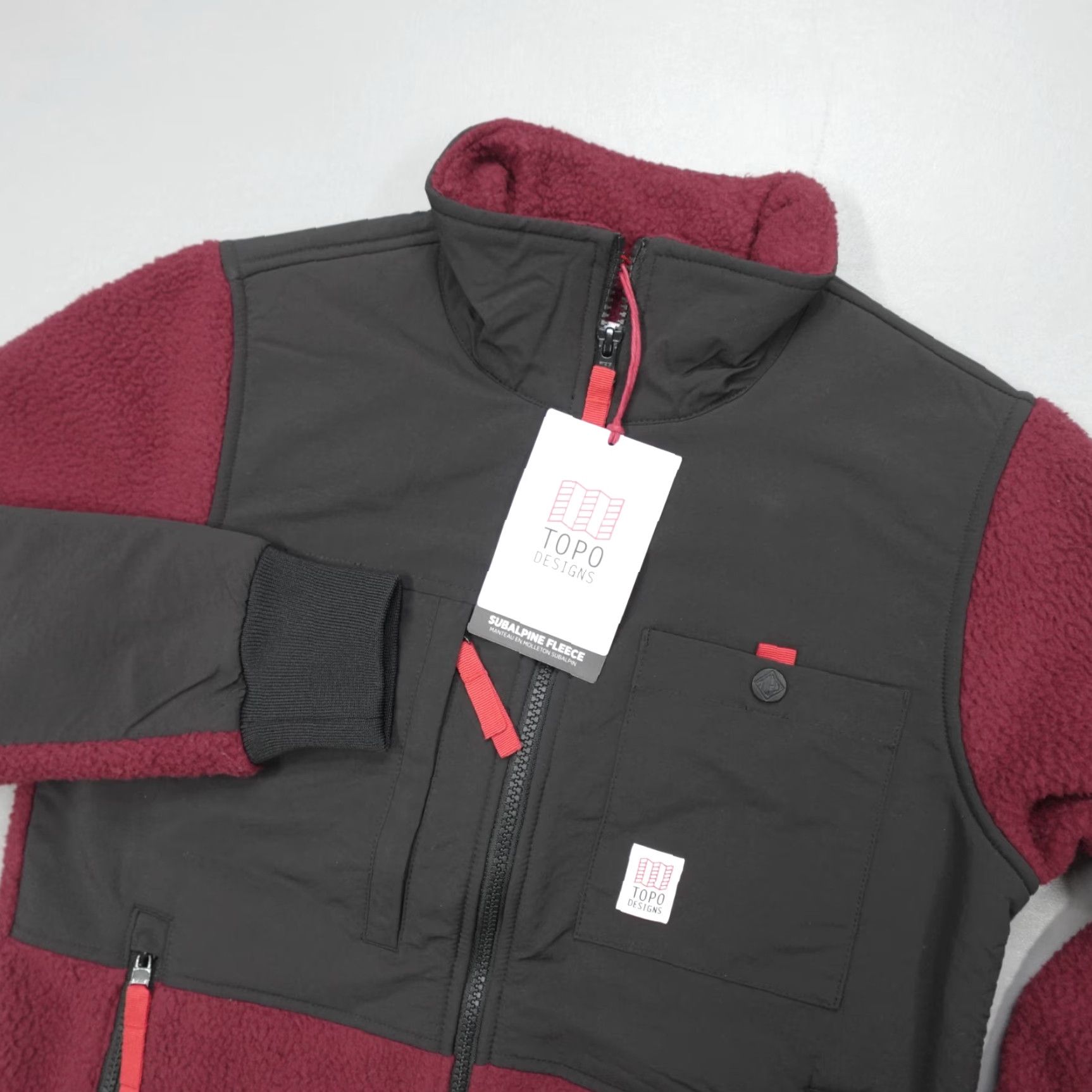Topo Designs TOPO DESIGNS Subalpine Fleece Full Zip Jacket Burgundy Polartec Women's XS Jacket Ladies Regular Multicolor Zip Full Zip Casual Travel Logo Size XS / US 0-2 / IT 36-38 - 2 Thumbnail