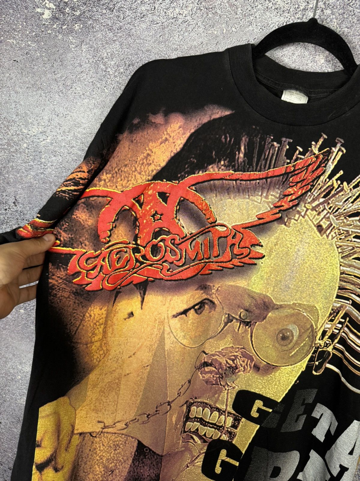 Band Tees × Vintage 90’s Aerosmith 1993 Get a Grip AOP Print Rare Tee Size US XL / EU 56 / 4 - 8 Thumbnail