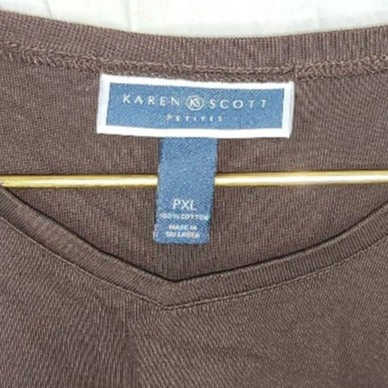 Other Brown Karen Scott Vneck cotton Short Sleeve Top Size PXL Size XL / US 12-14 / IT 48-50 - 3 Thumbnail