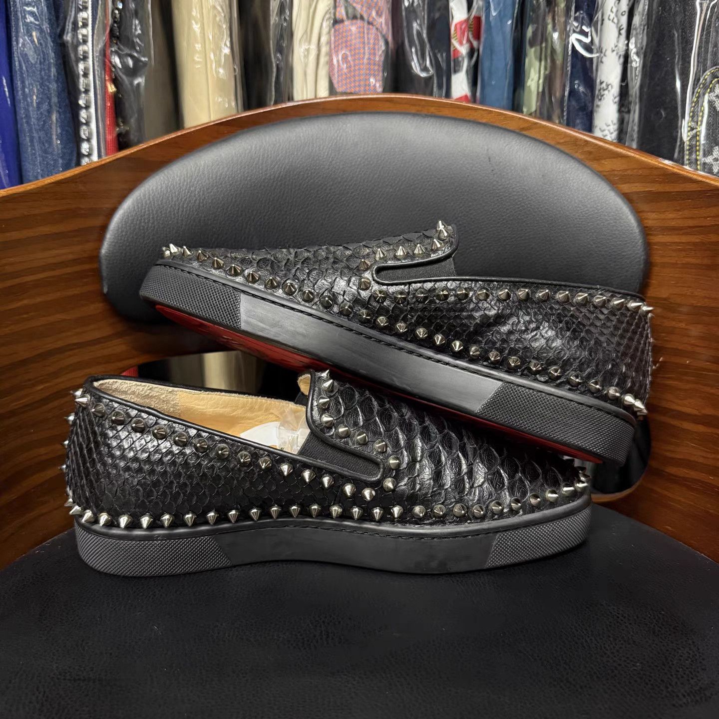 Christian Louboutin Christian Louboutin Python Leather Slip-On K15 Size US 6 / EU 39 - 7 Thumbnail