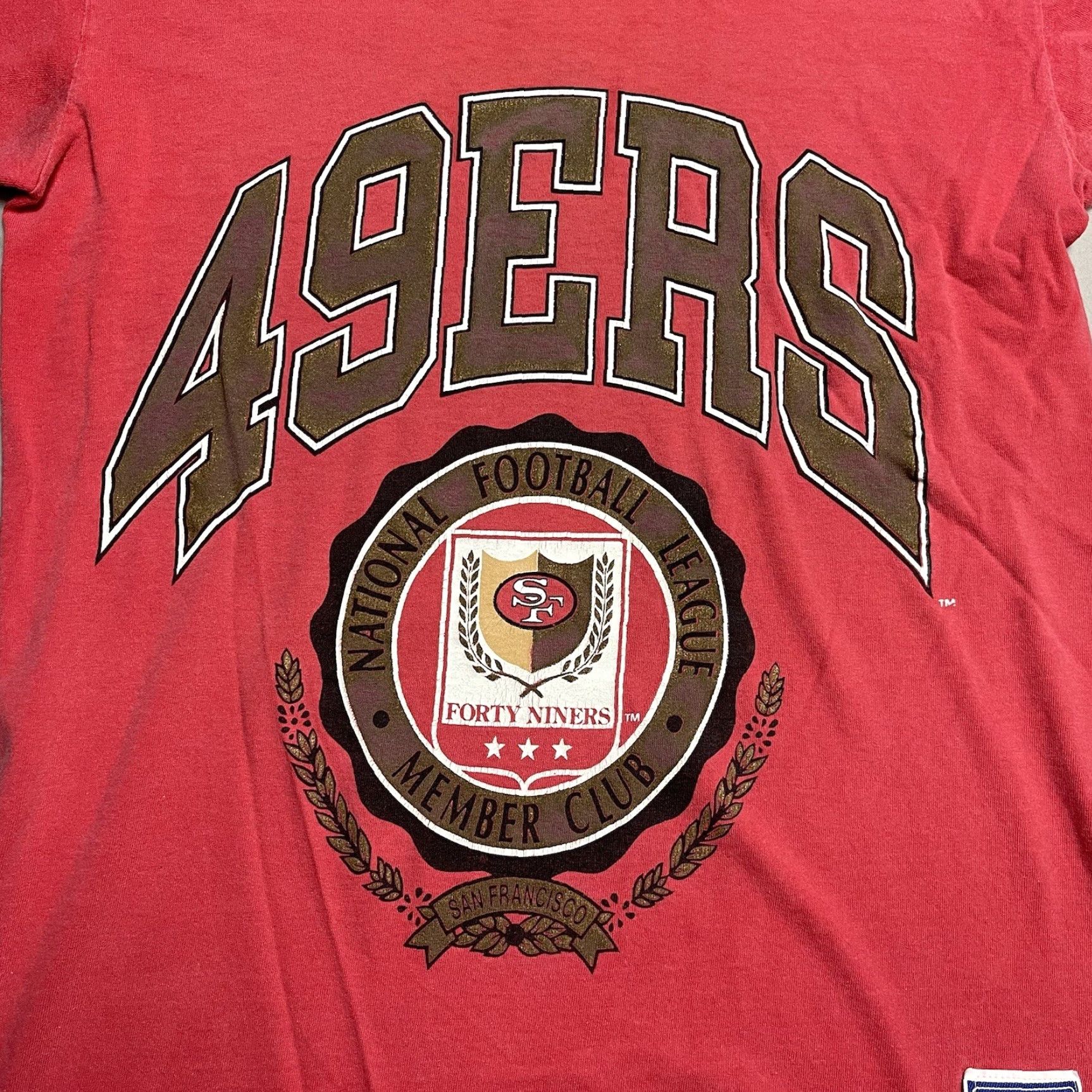 VINTAGE Nutmeg Mills San Francisco 49ers Single Stitch NFL T Shirt Mens M Red Shirt