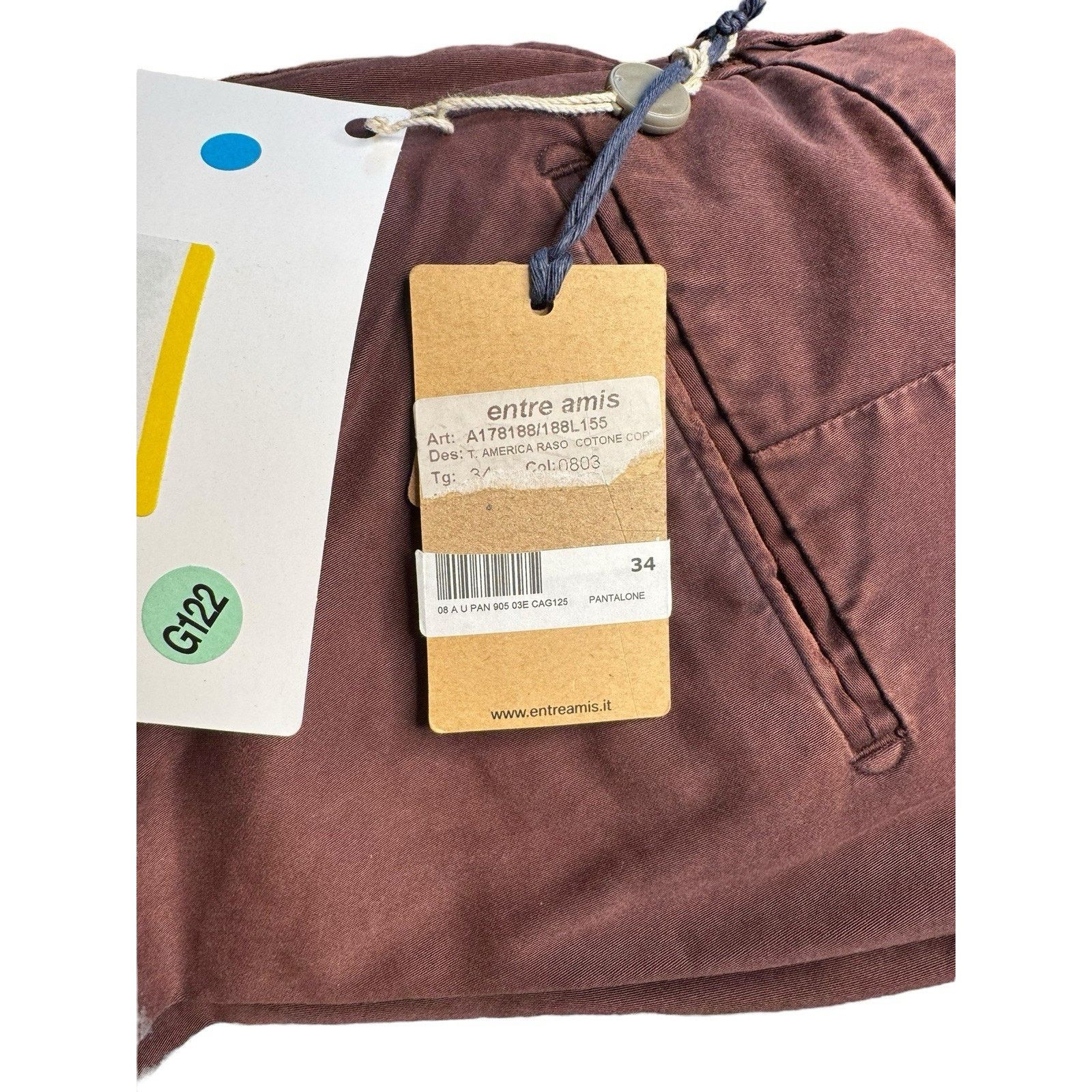 Other Entre Amis NEW Burgundy Twill Distressed Chino Pants 34x29 Size US 34 / EU 50 - 10 Thumbnail