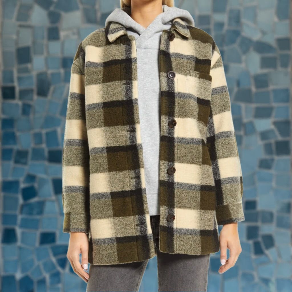 Madewell Madewell Belrose Shirt-Jacket Plaza Plaid Loden Poly-Wool Blend Women's M Size M / US 6-8 / IT 42-44 - 1 Thumbnail