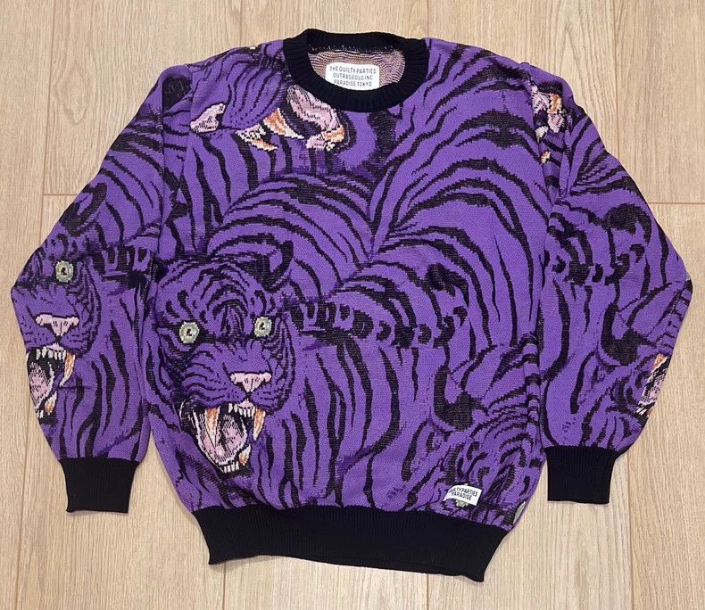 Wacko Maria WackoMaria Guiltyparties Purple Tiger Knit Sweater