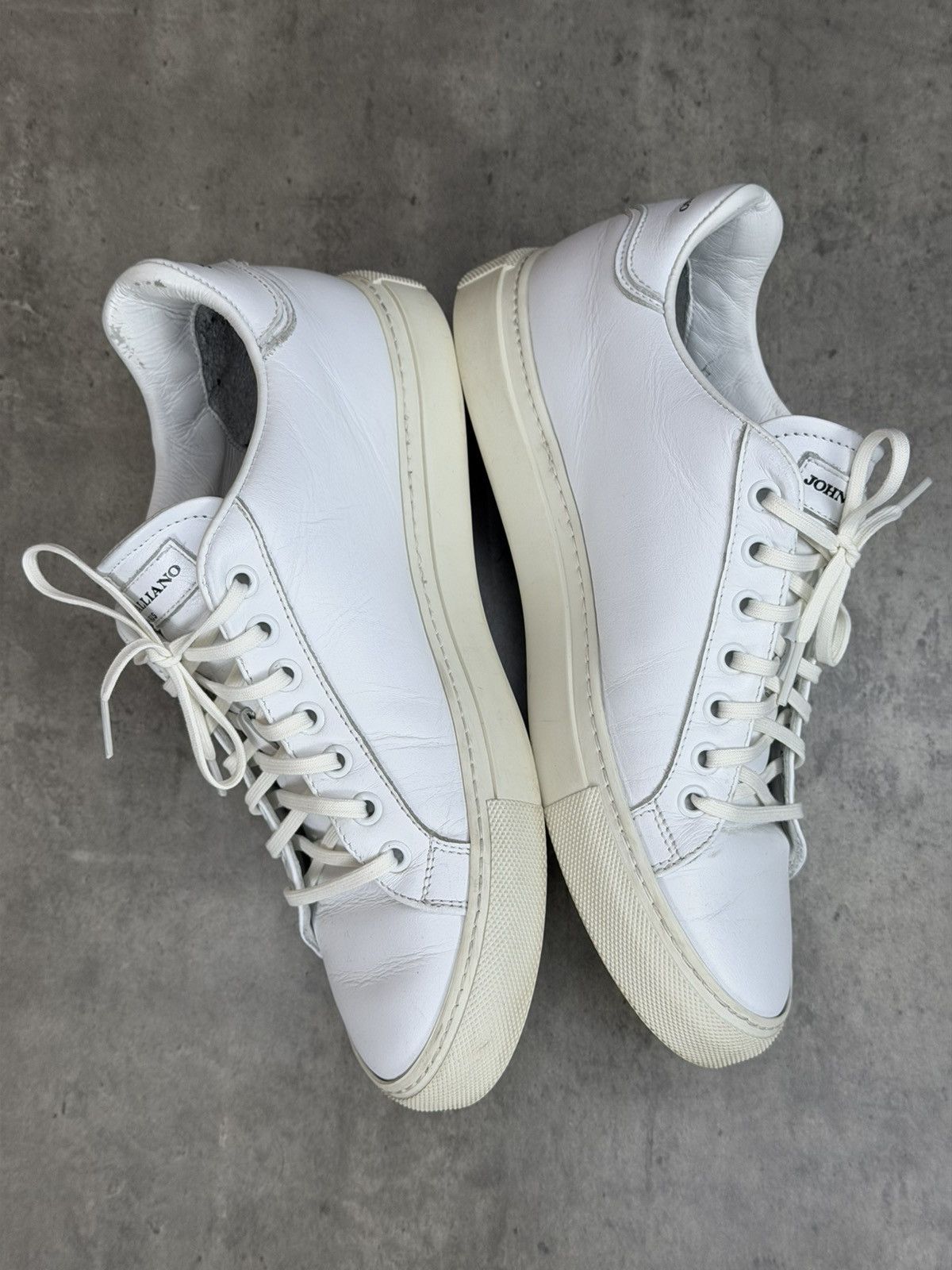 John Galliano John Galliano Paris White Leather Sneakers Size 38 Size US 8 / IT 38 - 10 Thumbnail