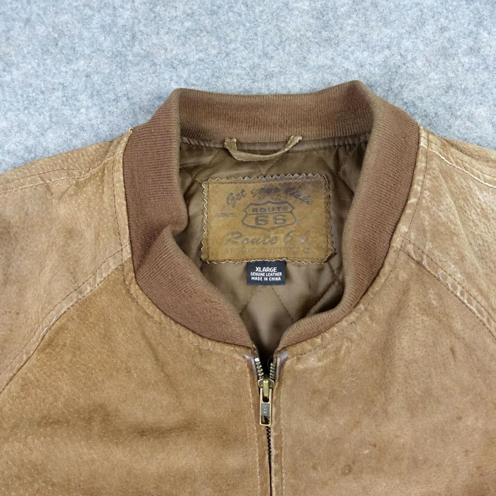 Route 66 VINTAGE Route 66 Jacket Mens XL Brown Leather Bomber Quilted Lining Full Zip VTG Size US XL / EU 56 / 4 - 2 Thumbnail