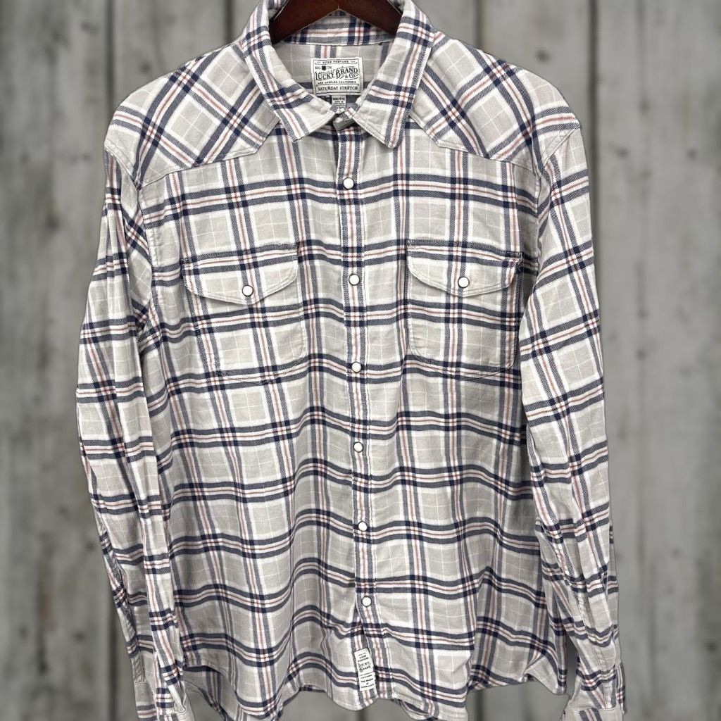 Lucky Brand Lucky Brand Western Shirt Men 2XL Pocket Stretch Plaid Casual Christmas? Size US XXL / EU 58 / 5 - 1 Thumbnail