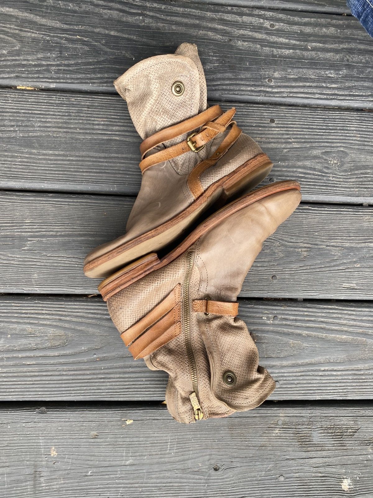 A.S.98 INSANE DISTRESSED ZIP/SNAP/STRAP BOHO 42 size AS98 BOOTS Size US 9 / EU 42 - 1 Thumbnail