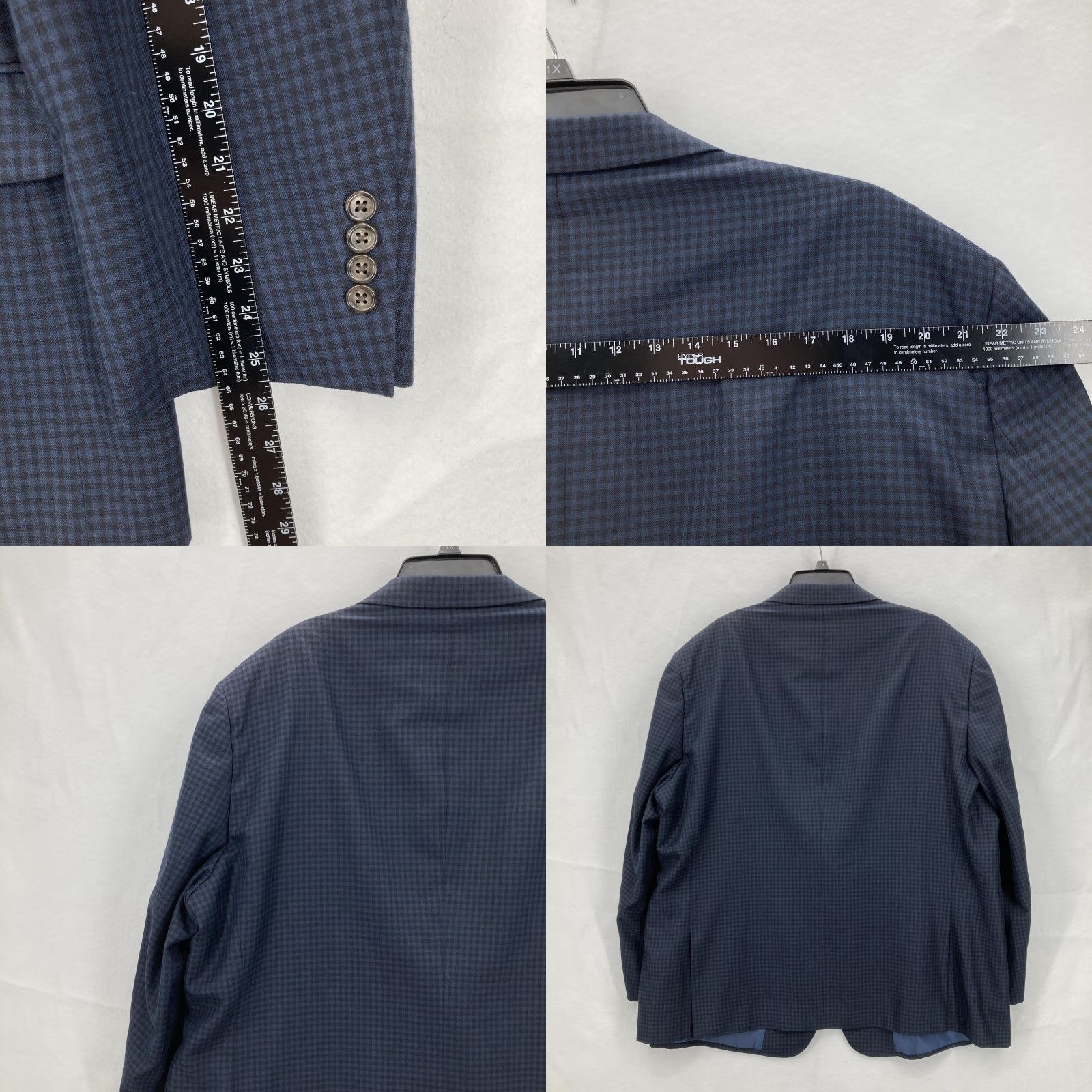 Vintage Oak Hill Blazer Mens 3XL 54/56R Blue Check Sport Coat Two Button Classic Suit Jacket Size 48R - 9 Thumbnail