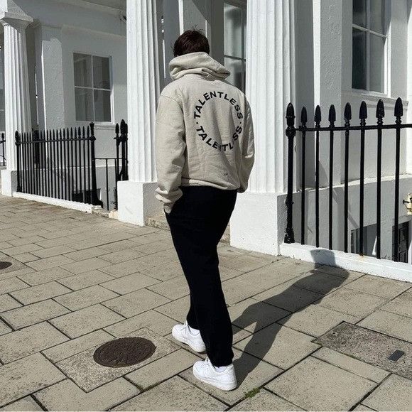 NEW MENS TALENTLESS CIRCLE LOGO BONE HOODIE SZ LARGE L