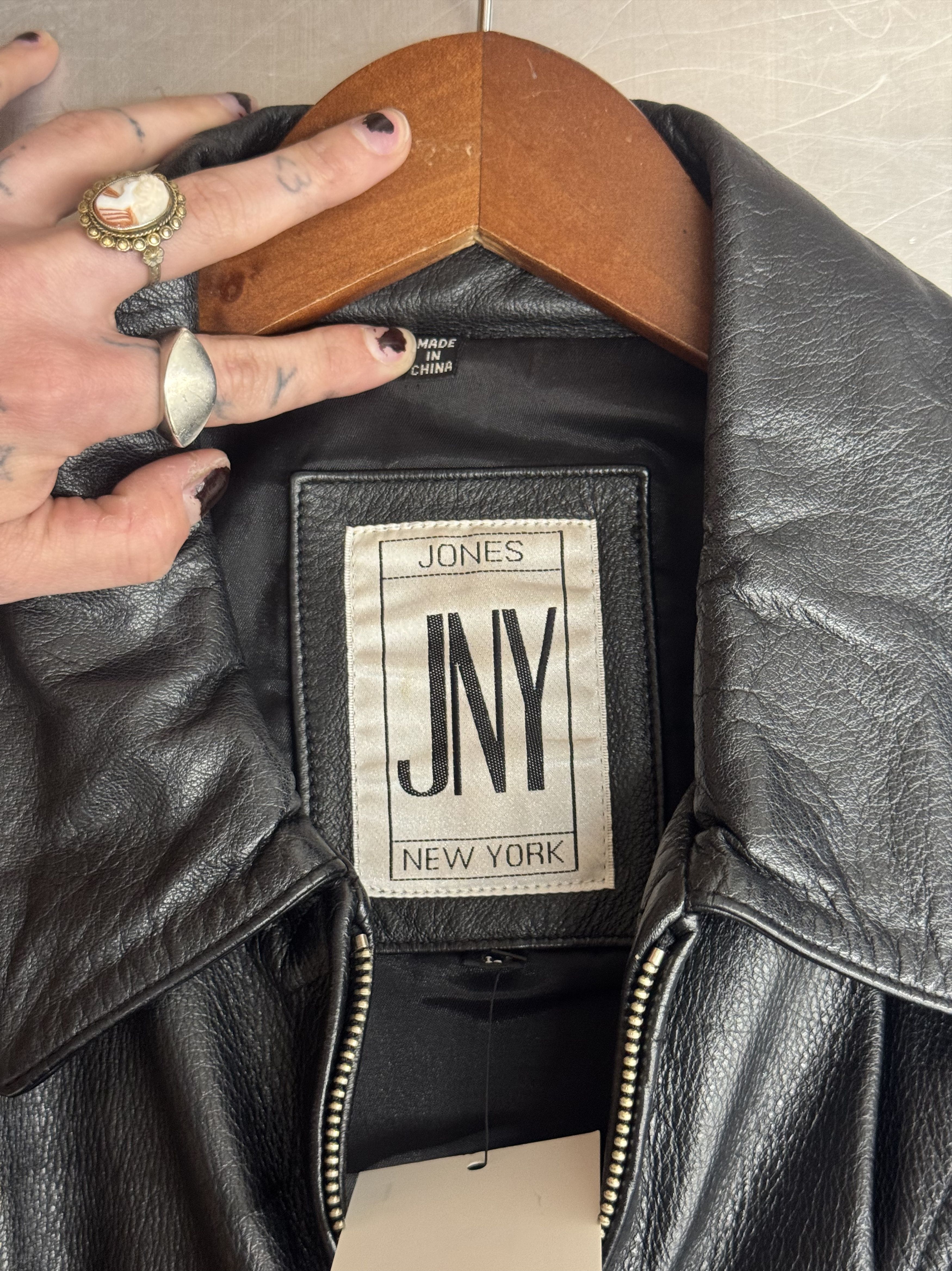 Jones New York Vintage Leather Jacket Size L / US 10 / IT 46 - 3 Thumbnail
