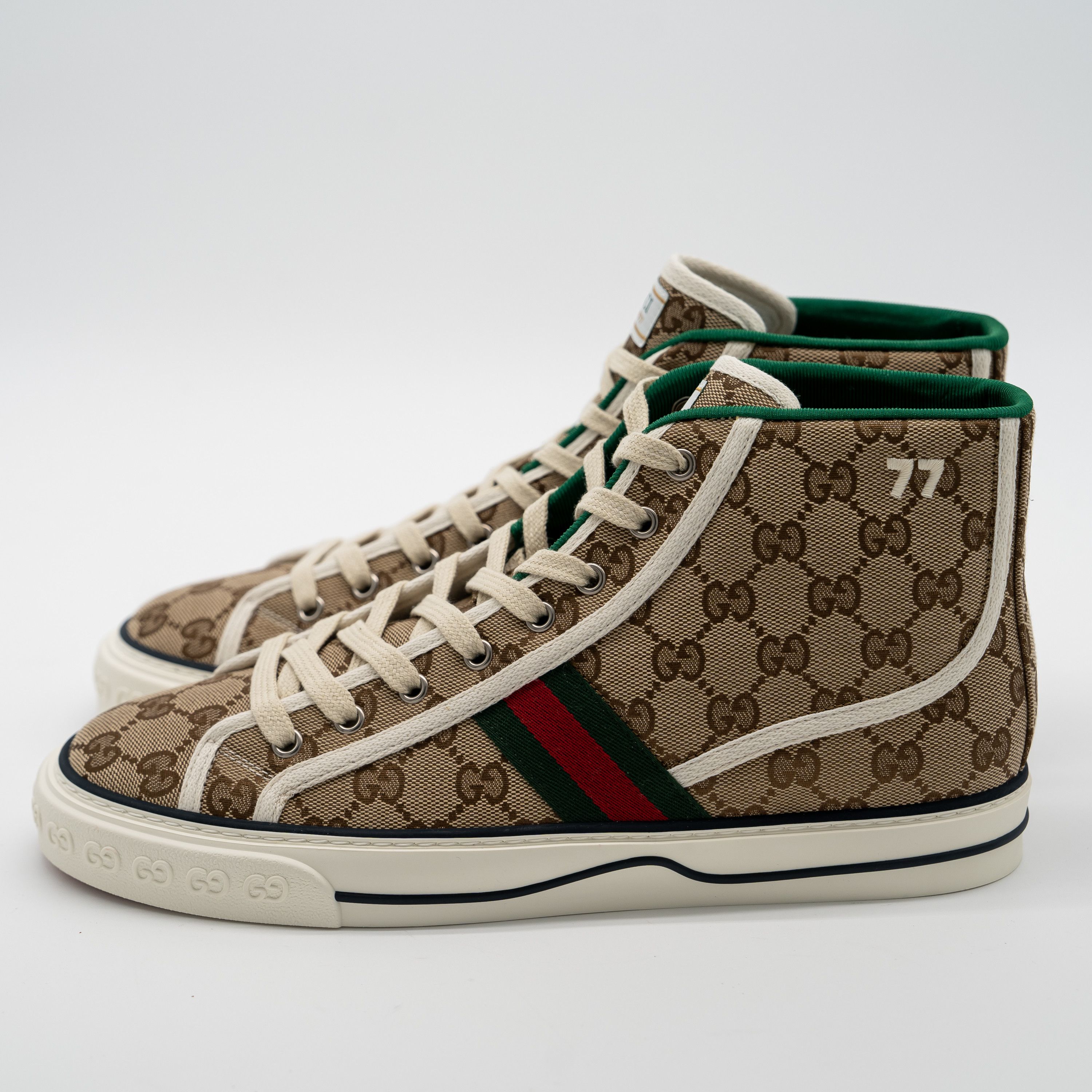 Gucci 42G Gucci GG Canvas Tennis 1977 Beige High Top Sneakers Size US 12 / IT 42 - 4 Thumbnail