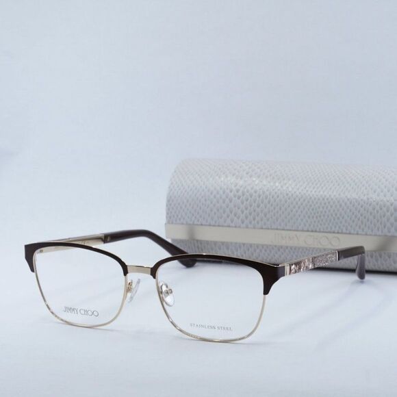Jimmy Choo Jimmy Choo JC192 04IN 00 Eyeglasses Brown/Gold 54mm Frame Size ONE SIZE - 10 Thumbnail