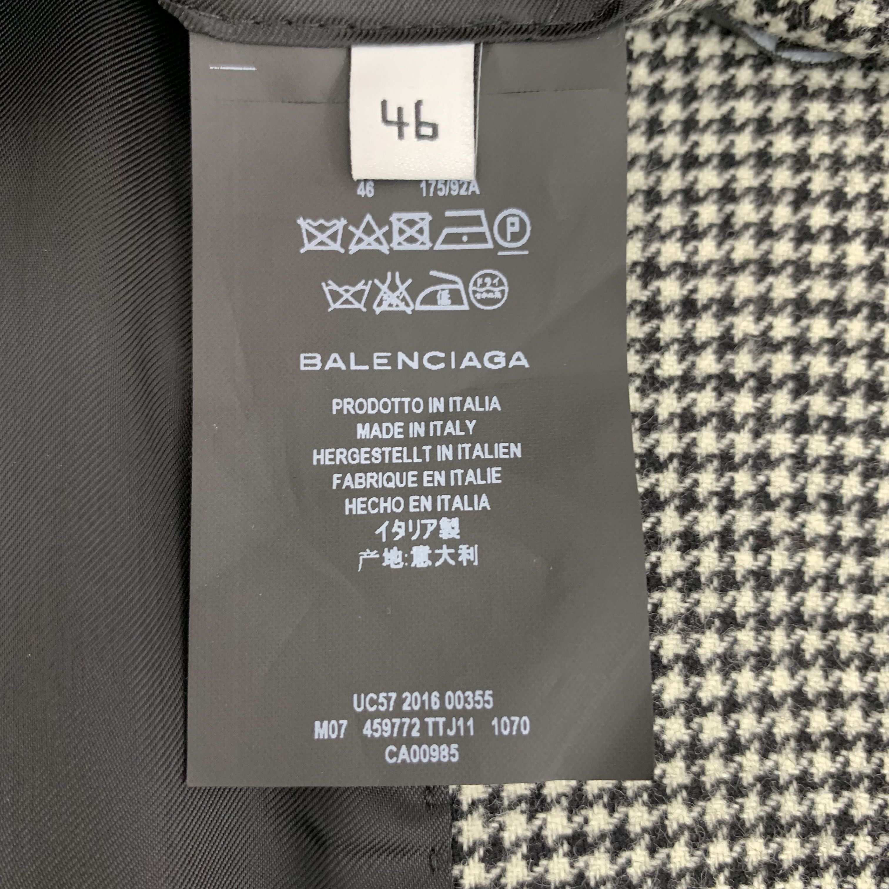 Balenciaga Balenciaga Houndstooth Wool Coat (Size S) Size S / US 4 / IT 40 - 4 Thumbnail