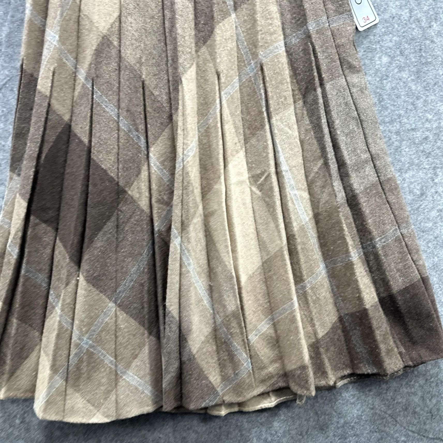 Vintage VINTAGE ECCOTOO Skirt Womens 34 Brown Beige Plaid Pleated Elastic Waist A-Line Tartan Womens Size 24" / US 00 / IT 34 - 5 Thumbnail