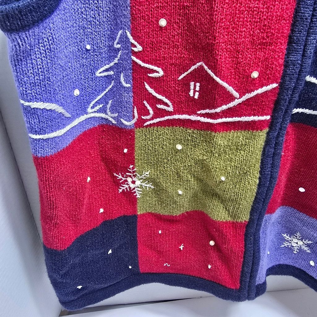 The Unbranded Brand Breckenridge Colorful Patchwork Vest Snowflake Design med Size M / US 6-8 / IT 42-44 - 4 Thumbnail