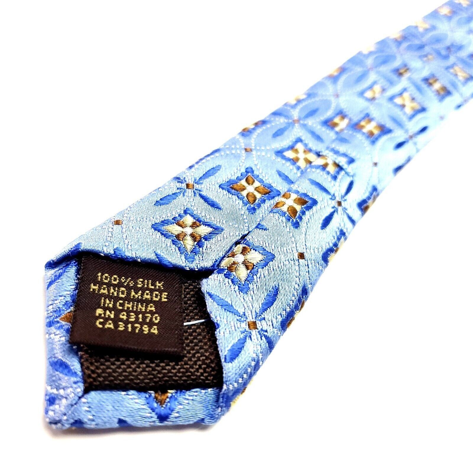 Tasso Elba Tasso Ella Blue Silk Tie Woven Geometric Size ONE SIZE - 6 Thumbnail