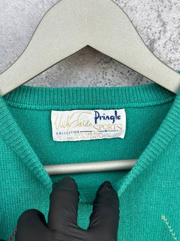 Pringle Of Scotland Pringle of Scotland Argyle Stripe Crew Wool Sweater Mentol Size US L / EU 52-54 / 3 - 10 Thumbnail
