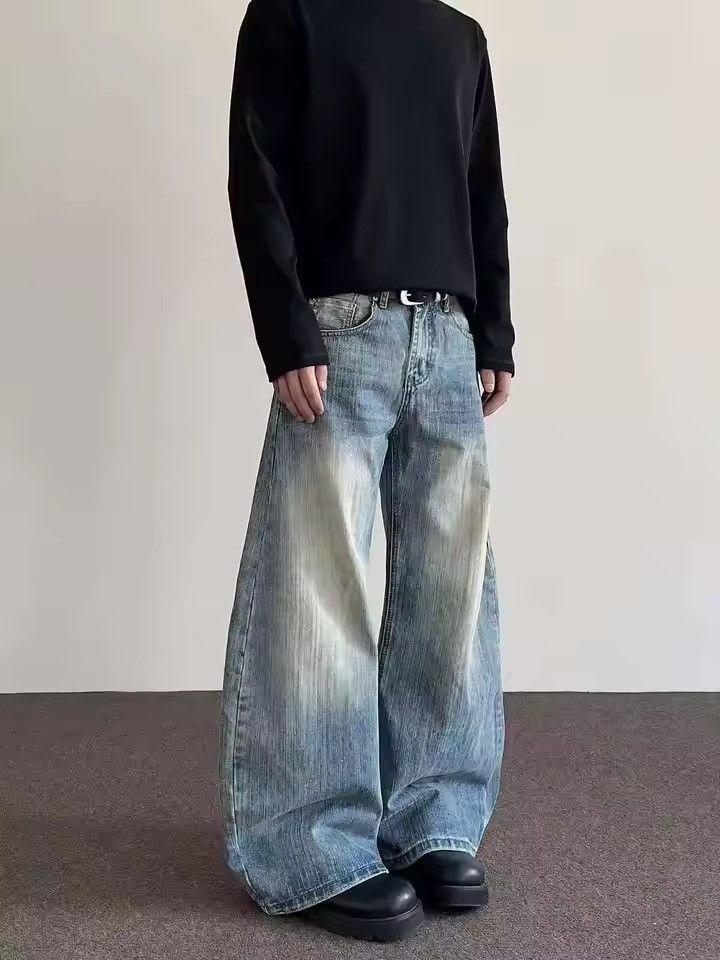 Jean Retro Style Washed Y2k Straight Flared Jeans Trousers Size US 29 - 1 Thumbnail