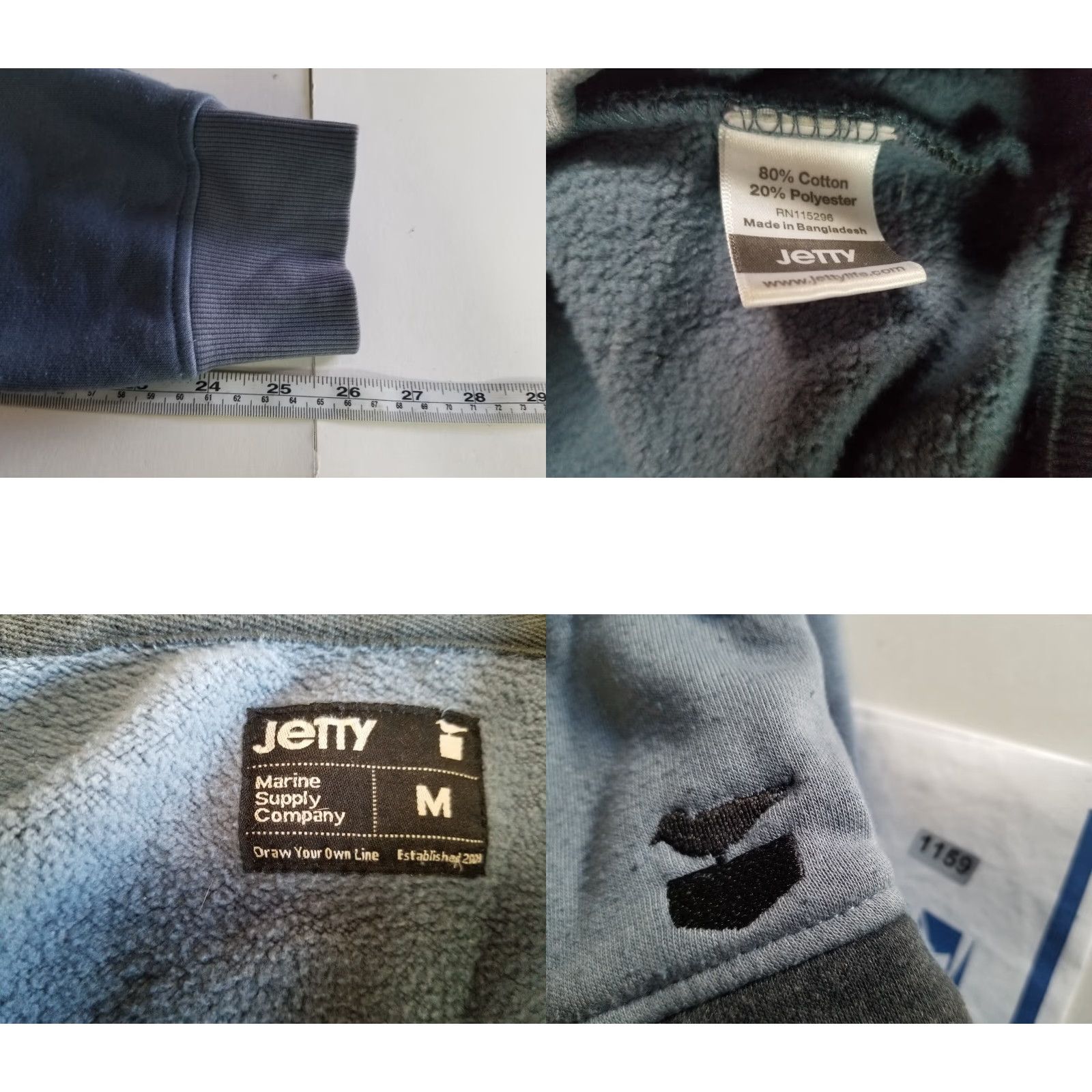 CO Jetty Apparel Co Men's Hoodie Zip Up Blue M Blue/Gray Full Zip Hoodie Size US M / EU 48-50 / 2 - 8 Thumbnail