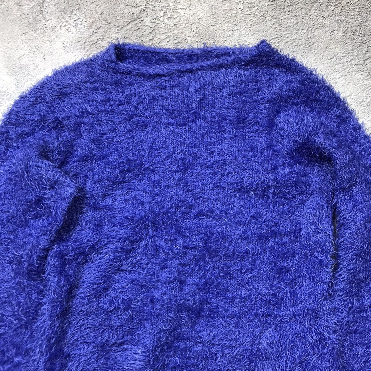 Vintage Vintage 90s Mohair Knit Sweater Oversized Grunge Blue Logo M Size M / US 6-8 / IT 42-44 - 3 Thumbnail