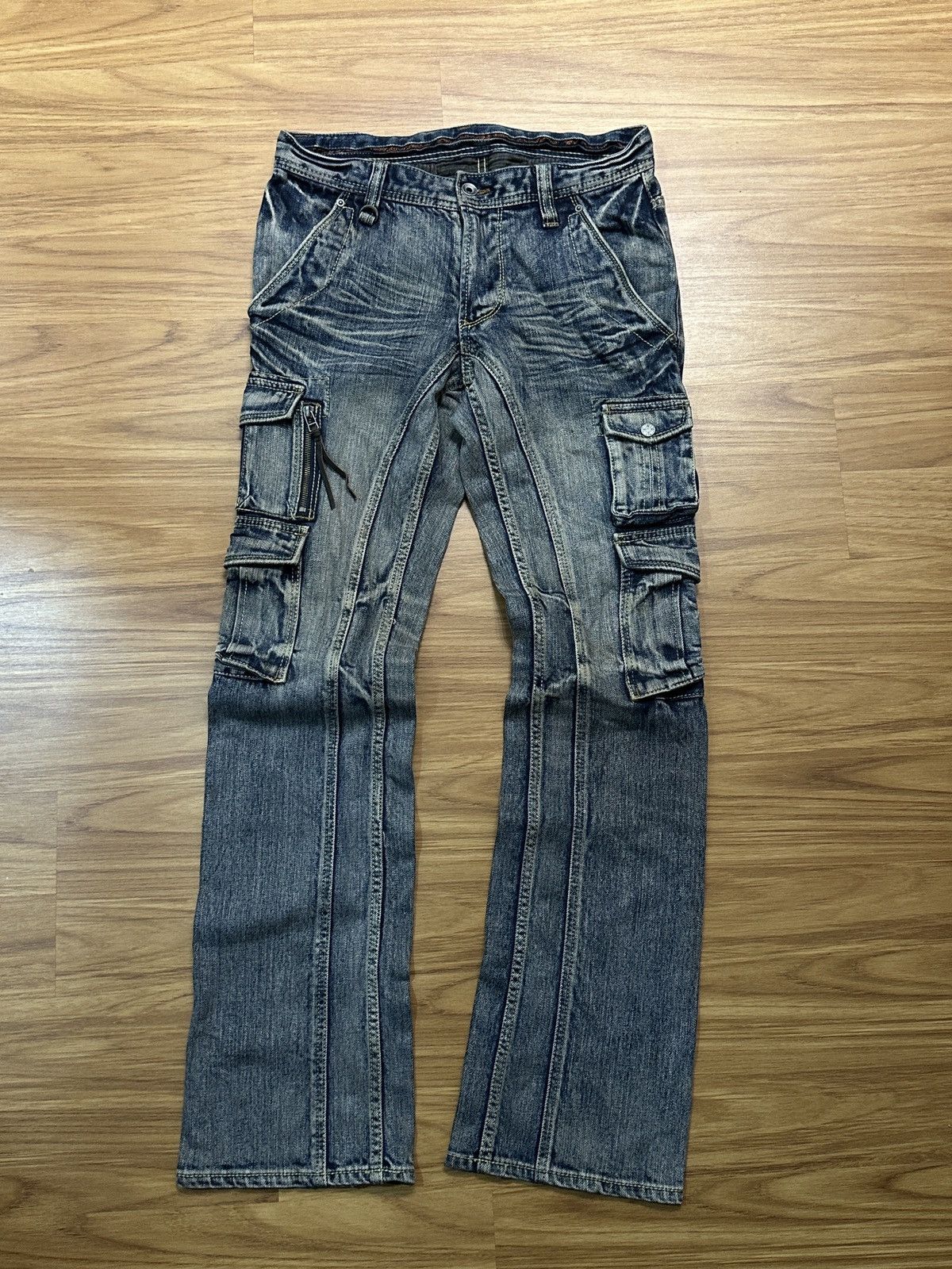 Nicole Club Nicole Club For Men Flare Multi Pocket Bondage Denim Jeans Size US 32 / EU 48 - 2 Thumbnail