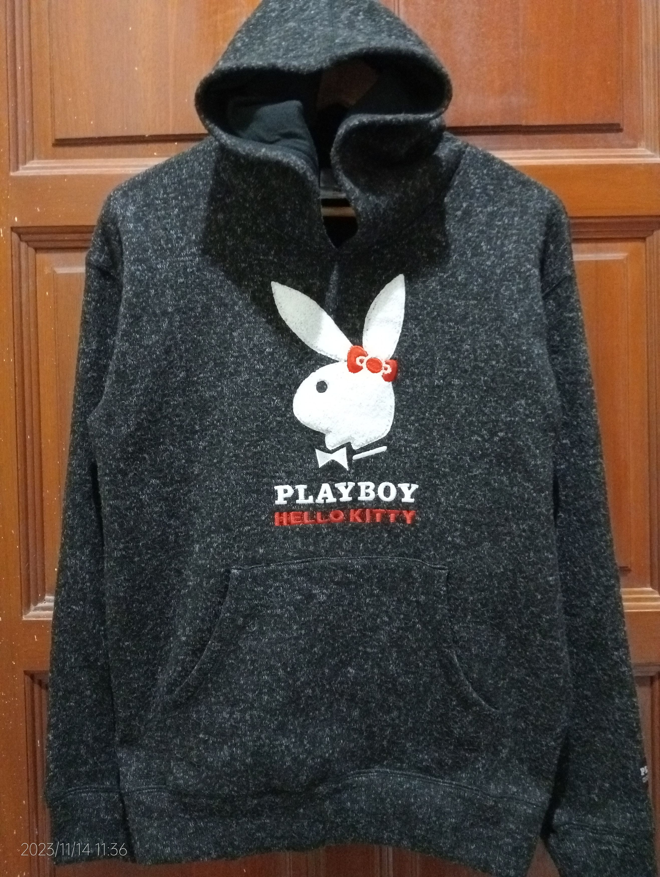 image of Anima x Playboy Sanrio Hello Kitty Sweatshirt Hoodie Very in Black, Men's (Size XL)