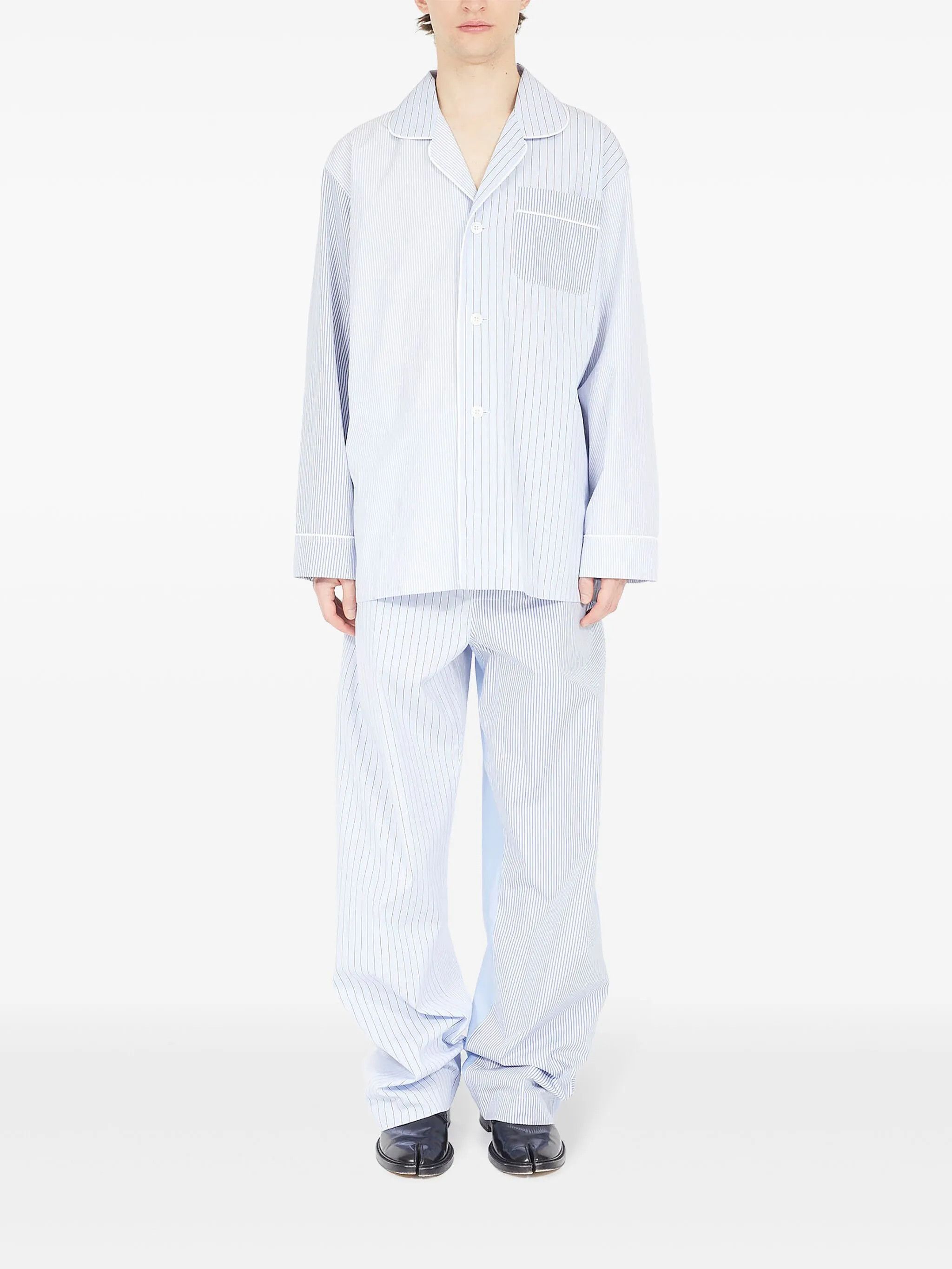 Maison Margiela oc11z0925 Striped Cotton Pajama Shirt in Blue Size US S / EU 44-46 / 1 - 2 Thumbnail