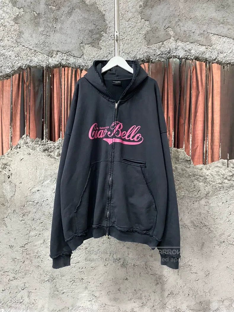 Balenciaga Balenciaga Distressed Zip Hoodie Jacket with Hood Size US XS / EU 42 / 0 - 1 Thumbnail