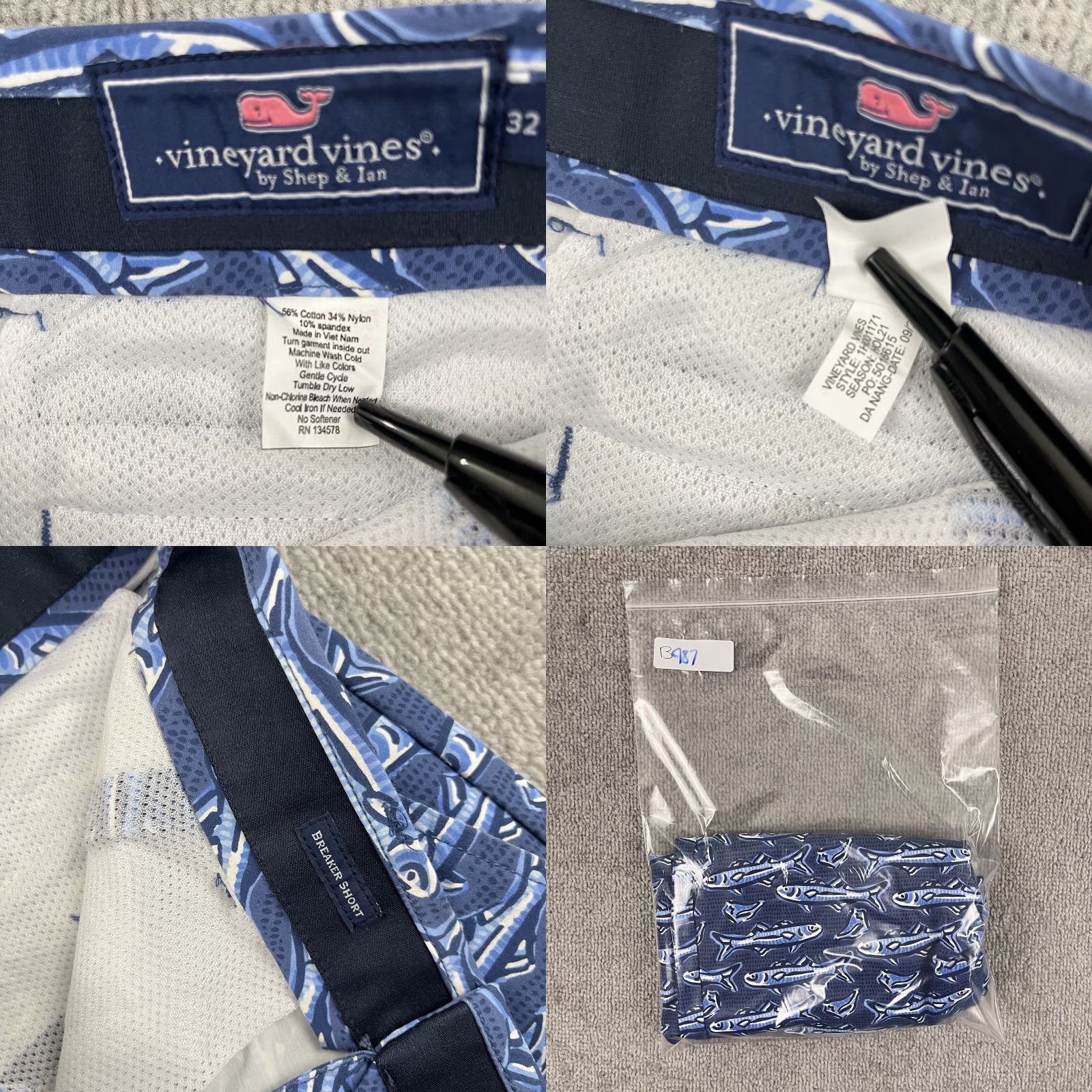 Vineyard Vines VINEYARD VINES Performance Golf Chino Shorts Men 32 Blue Fish Print 8" Inseam Regular Fit Size US 32 / EU 48 - 8 Thumbnail