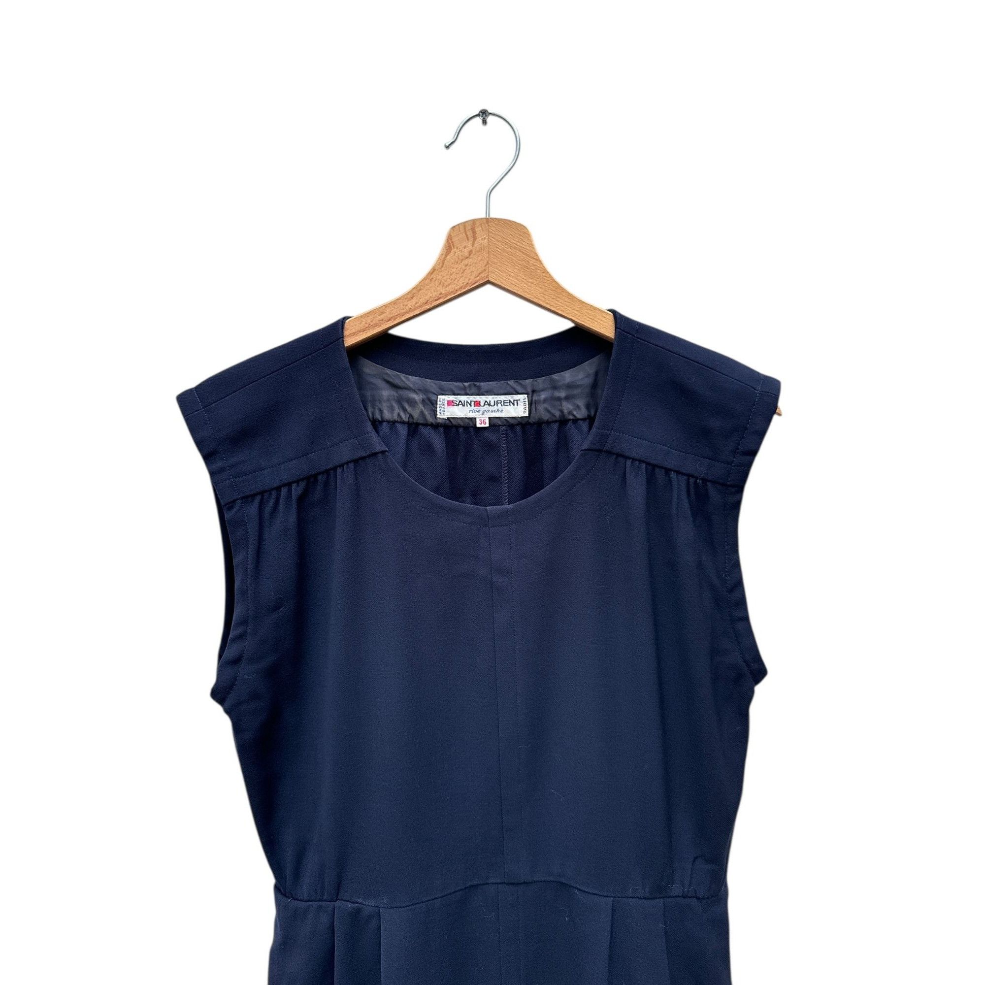 Saint Laurent Paris 1970s Sleeveless Navy Wool Dress Size M / US 6-8 / IT 42-44 - 2 Thumbnail
