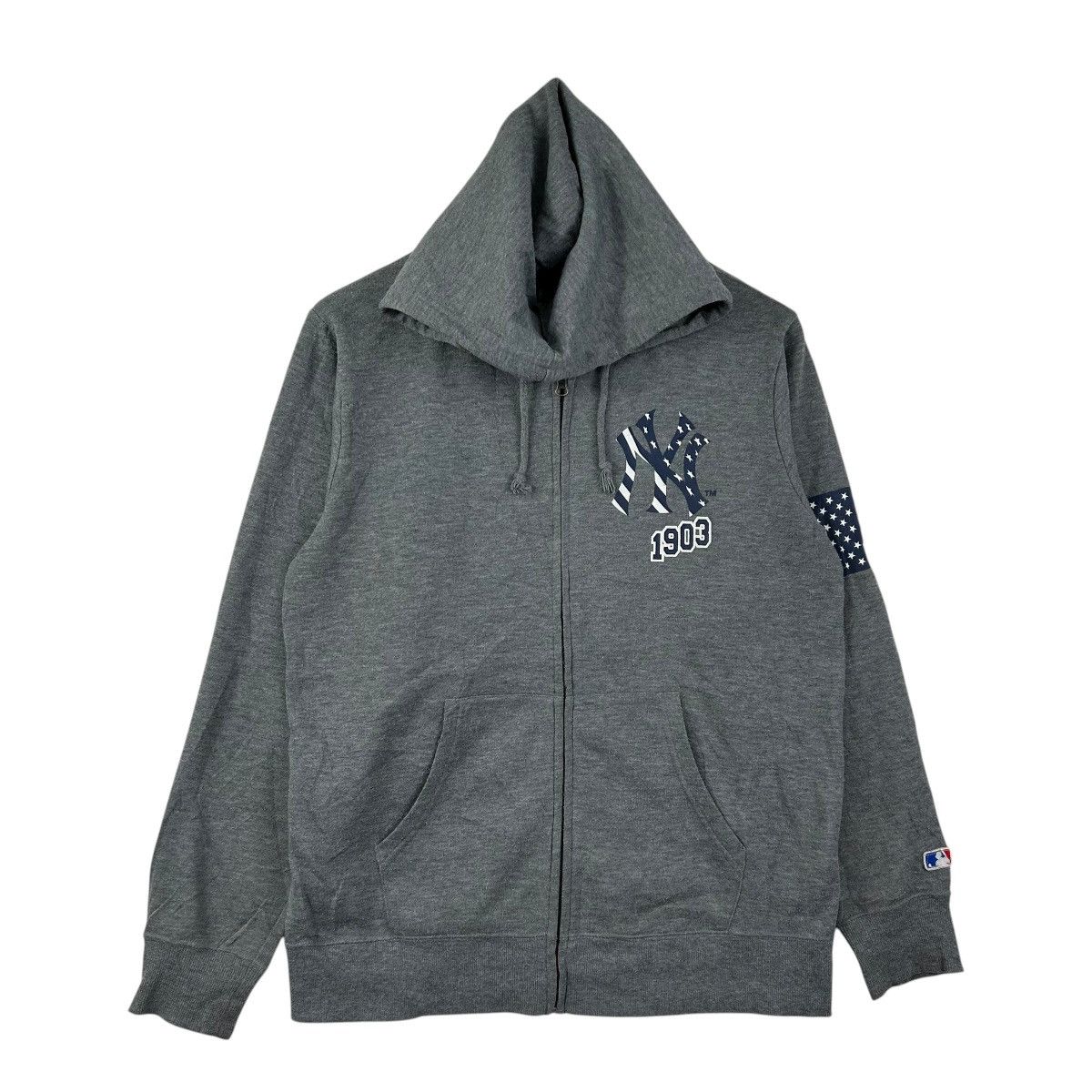 MLB MLB YANKEES Gray Zip Hoodie Relaxing Wear Zipper Size US L / EU 52-54 / 3 - 1 Thumbnail
