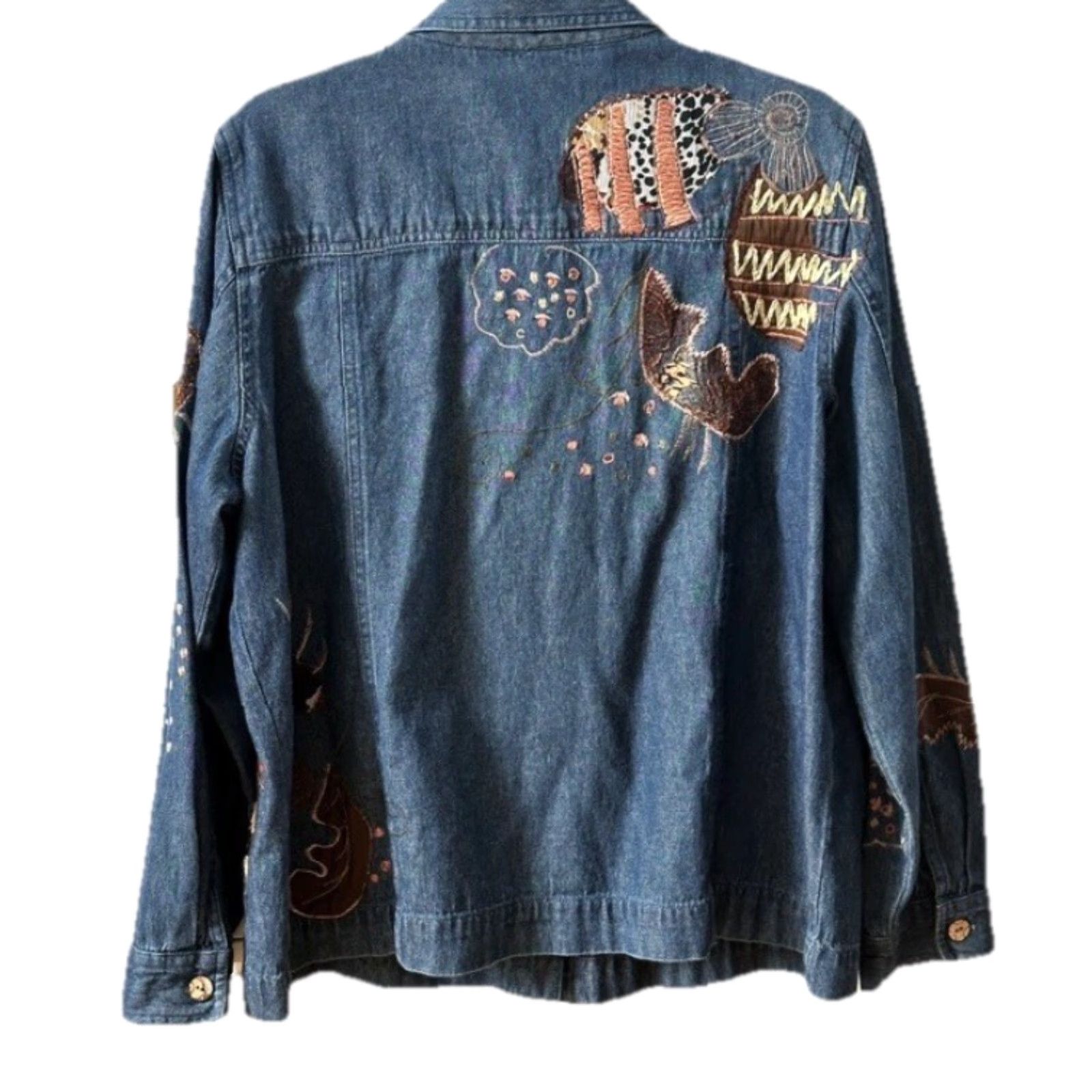 Vintage VINTAGE Breckenridge Denim Jacket Womens Blue Button Up Long Sleeve Floral Embroidered PS Size S / US 4 / IT 40 - 3 Thumbnail