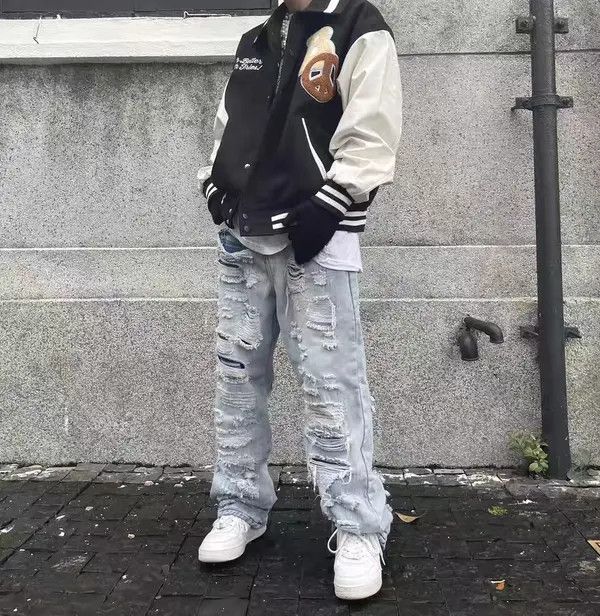 Japanese Brand Vintage street hip-hop washed and distressed ripped jeans Size US 30 / EU 46 - 3 Thumbnail