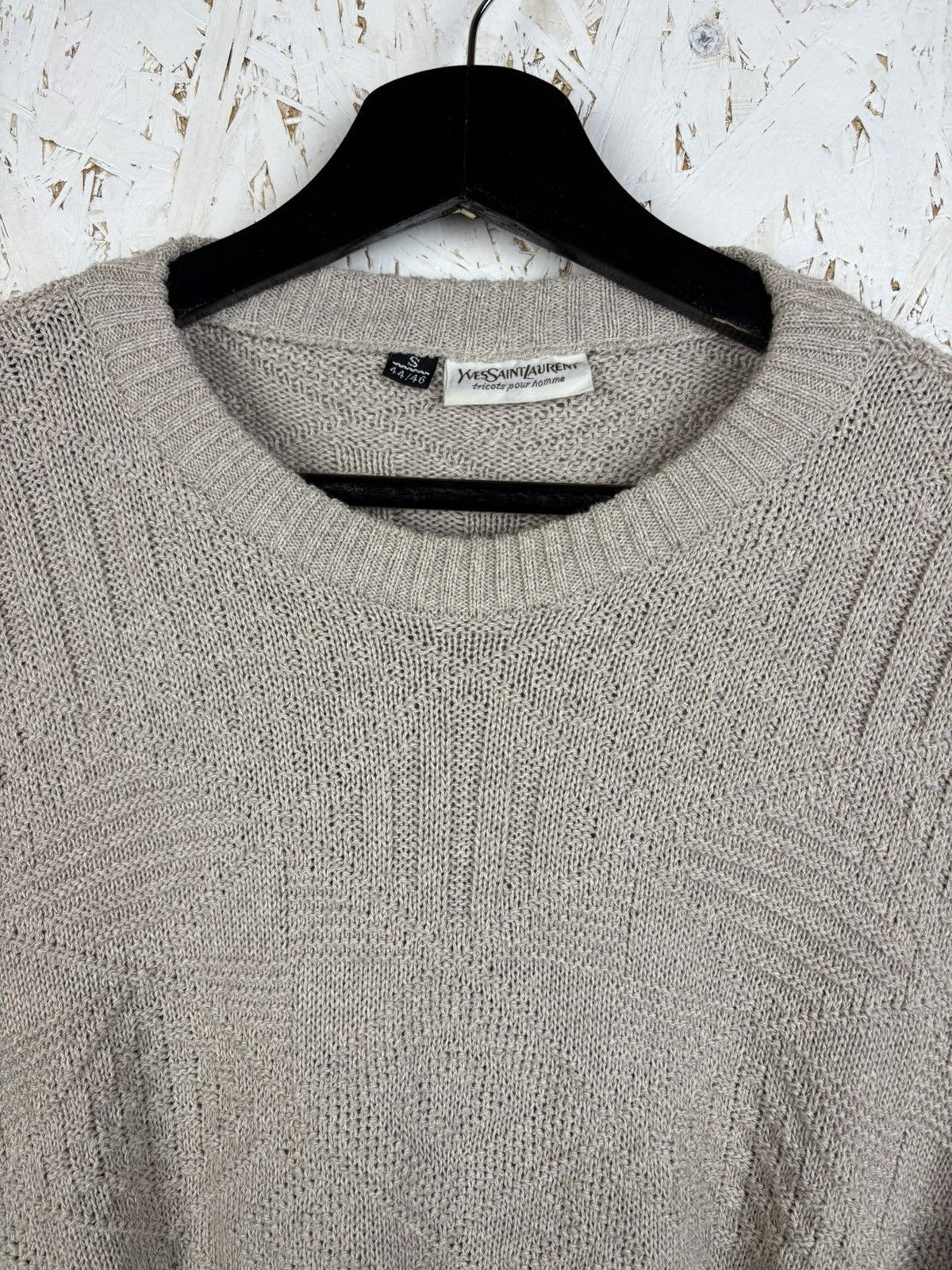 Yves Saint Laurent 90s Yves Saint Laurent YSL Pour Homme Knit Sweater Beige S Size US S / EU 44-46 / 1 - 2 Thumbnail