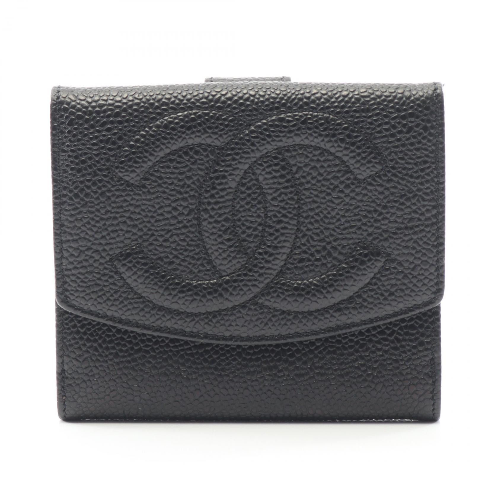 Chanel Chanel Chanel Coco Mark Grained Calfskin Compact Wallet Leather Short Wallet DUTY FREE for USA Size ONE SIZE - 1 Thumbnail