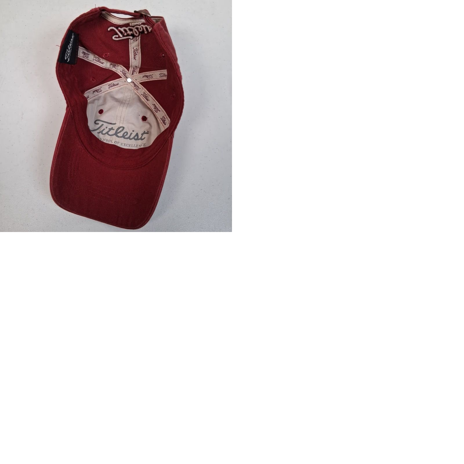 Titleist Titleist Golf Hat Maroon Canvas Strap Back Distressed Embroidered One Size Men Golf Cap Size ONE SIZE - 10 Thumbnail