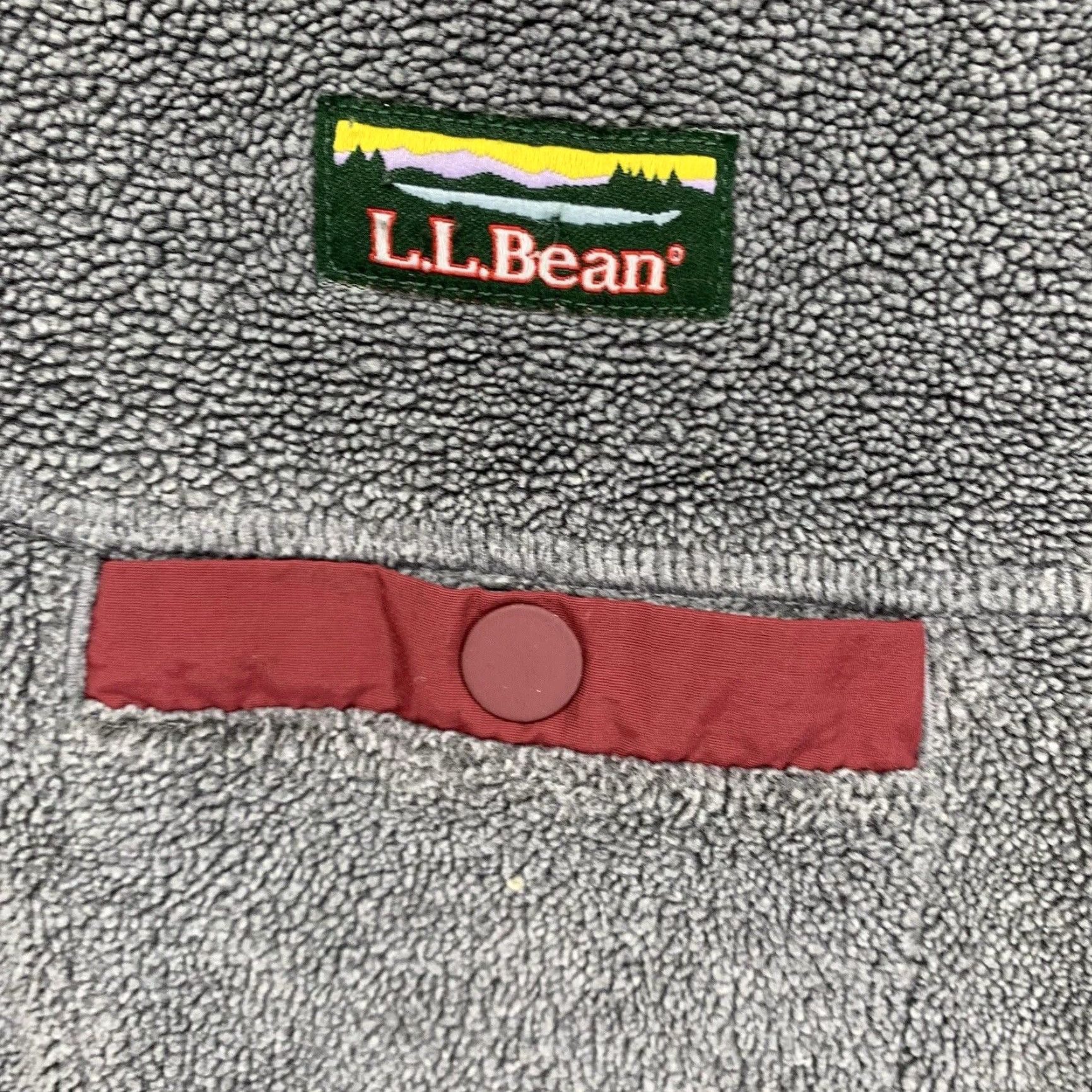 Vintage VINTAGE L.L. Bean Fleece Pullover Large Gray with Maroon Accents, Mock Neck, 90s Outdoor Mens Size US L / EU 52-54 / 3 - 3 Thumbnail