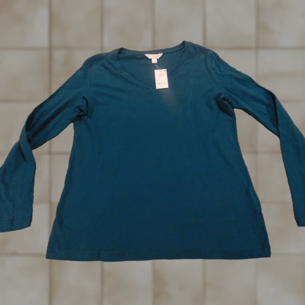 Charter Club Charter Club Womens Shirt M Blue Pullover Long Sleeve Blouse Knit Button Casual Pullover Regular Cotton Spandex Cap Sleeve Round Neck Crew Neck Size M / US 6-8 / IT 42-44 - 1 Thumbnail