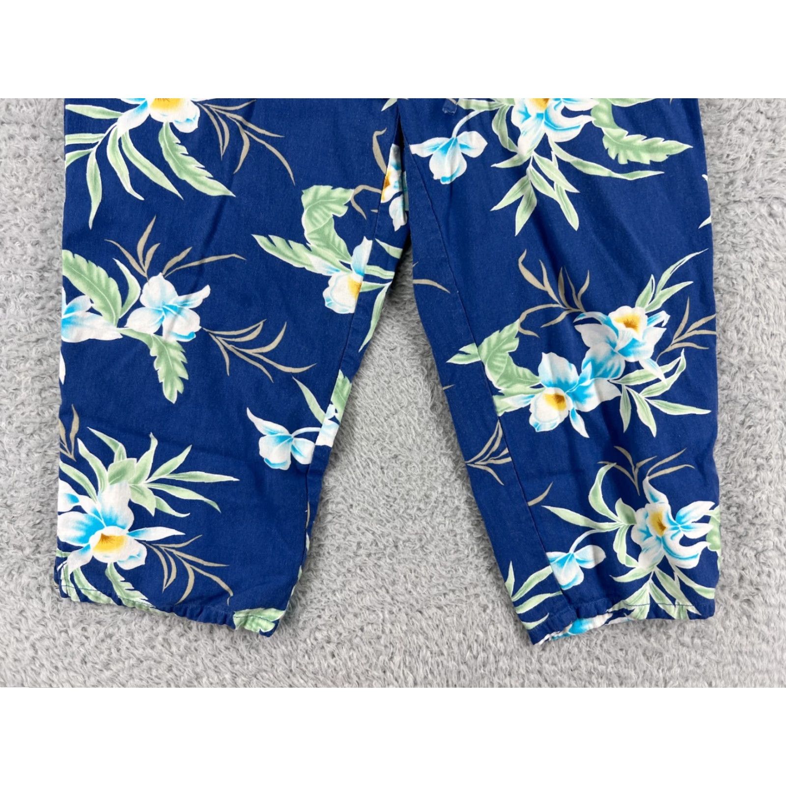 Vintage Shaver Lake Pants Womens Large Blue Floral 100% Rayon Wood Button Hawaiian Size 36" / US 14 / IT 50 - 4 Thumbnail