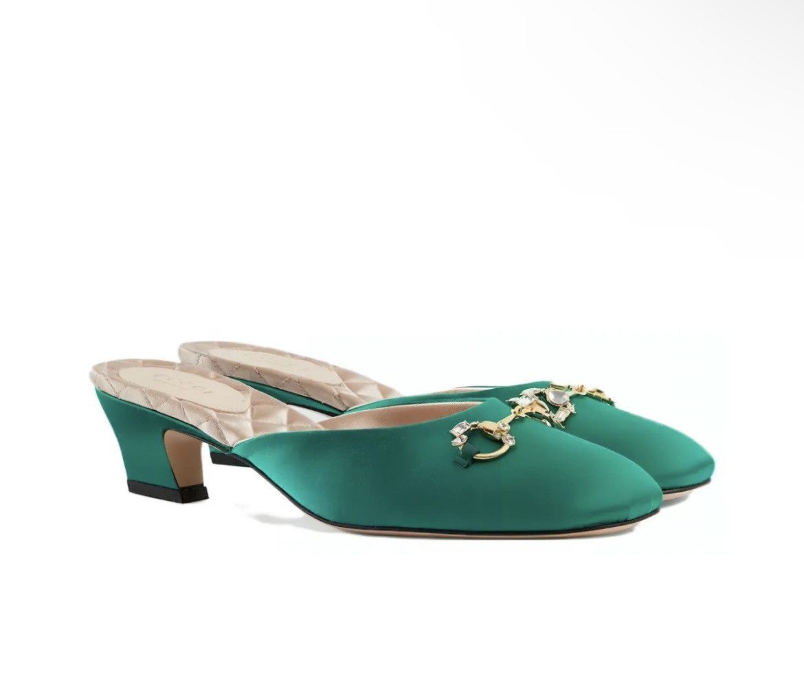 Gucci Gucci Wrap-Toe Horsebit Mules Shamarock/Emerald Size 38.5 Size US 8.5 / IT 38.5 - 1 Thumbnail