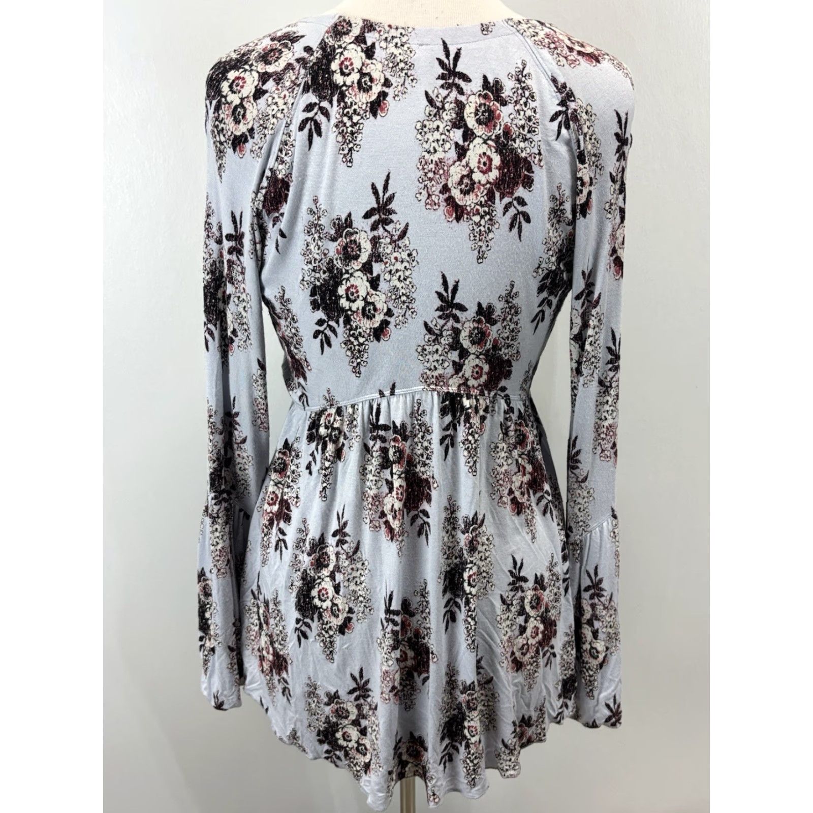 Free People Free People Tunic Blouse Adult Medium Blue Floral Boho Hippie Festival Shirt Women Size M / US 6-8 / IT 42-44 - 3 Thumbnail