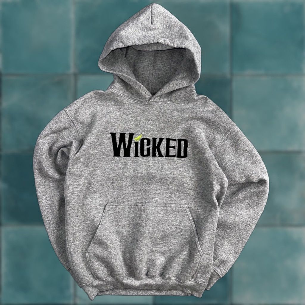 Gildan VINTAGE Wicked Hoodie Gildan Small 00s Wizard Of Oz Musical Promo Sweatshirt Dorothy Embroidered Hooded Pockets Gray Unisex Adults XS S? Size US S / EU 44-46 / 1 - 1 Thumbnail